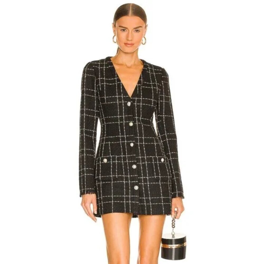 Sau Lee Audrey Dress in Black and Gold Sz 2